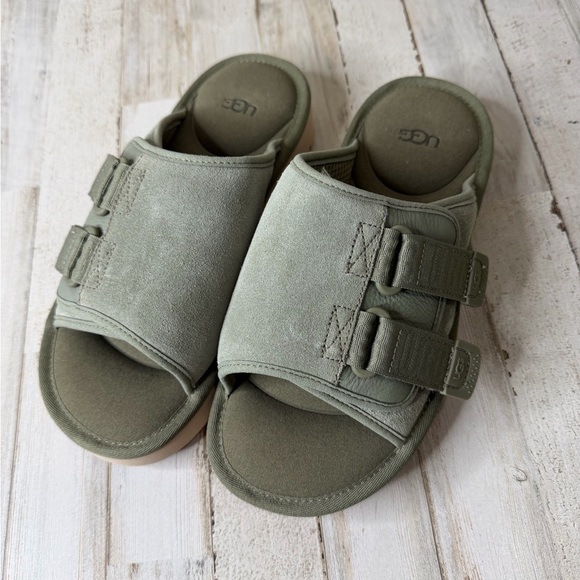 UGG Olive Green Slide Sandals - Picture 2 of 6